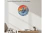 paint a custom acrylic winter landscape on a round canvas